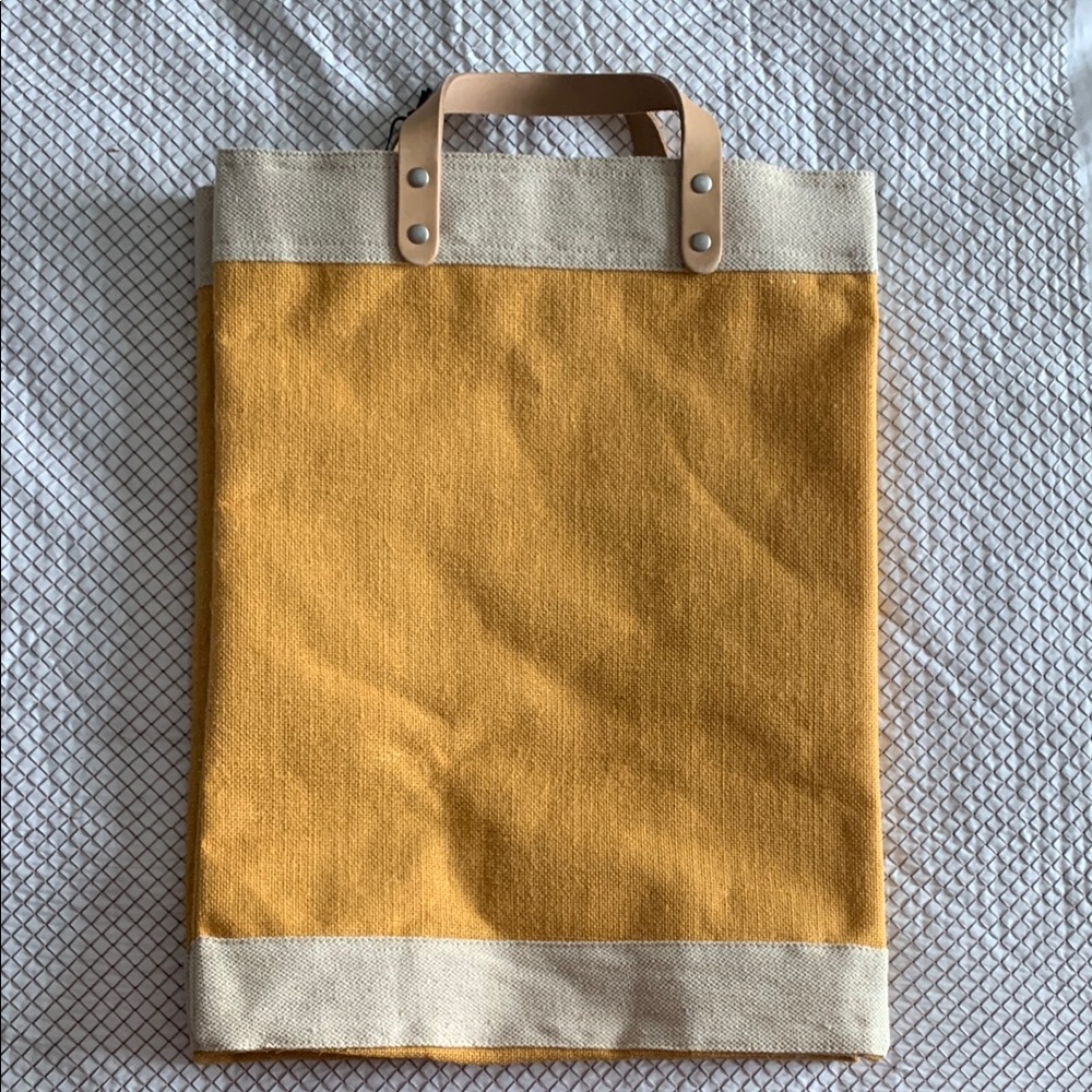Yellow and Tan Apolis Satchel Bag with Durable Canvas Design